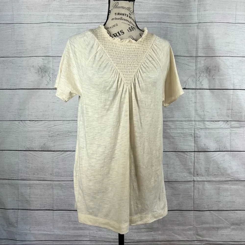 Sundance Smocked Top Ivory Cream size Small